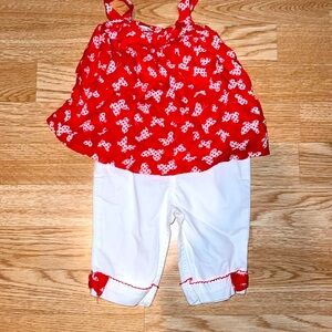 Koala Baby Red and White Flower Outfit Size 18 Months